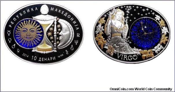 MACEDONIA~10 Denari 2014. Silver proof: Virgo. 