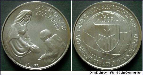 Hungary 2000 forint.
2014, Hungarian Charity Service of the Order of Malta.
