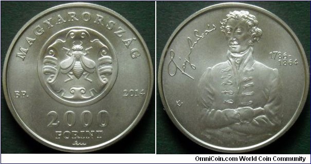 Hungary 2000 forint.
2014, 150th Anniversary death of Andras Fay.