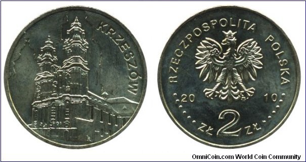 Poland, 2 zlote, 2010, Cu-Al-Zn-Sn, 27mm, 8.15g, Krzeszów.