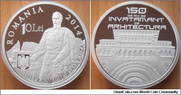 10 Lei - Architectural education - 31.1 g 0.999 silver Proof - mintage 250 pcs only !
