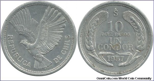Chile 10 Pesos-1 Condor 1957