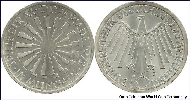 Germany-West 10 DeustcheMark 1972J-Olympic Games Munchen'72