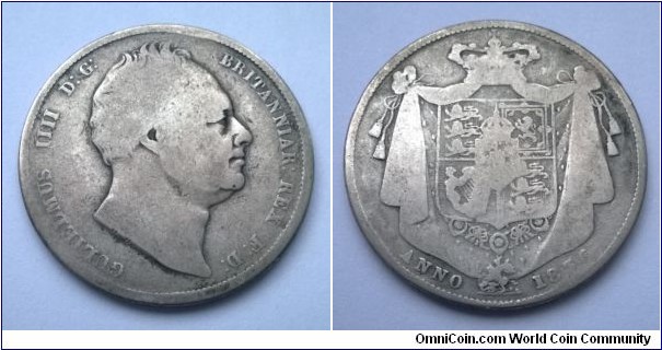 William IV 1836 Half Crown. Good.