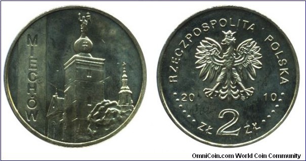 Poland, 2 zlote, 2010, Cu-Al-Zn-Sn, 27mm, 8.15g, Miechów.