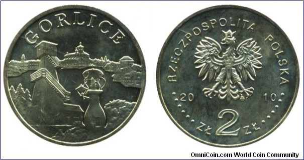 Poland, 2 zlote, 2010, Cu-Al-Zn-Sn, 27mm, 8.15g, Gorlice.