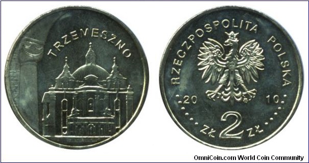 Poland, 2 zlote, 2010, Cu-Al-Zn-Sn, 27mm, 8.15g, Trzemeszno.