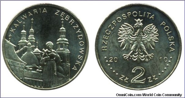 Poland, 2 zlote, 2010, Cu-Al-Zn-Sn, 27mm, 8.15g, Calvary of Zebrzydowska.