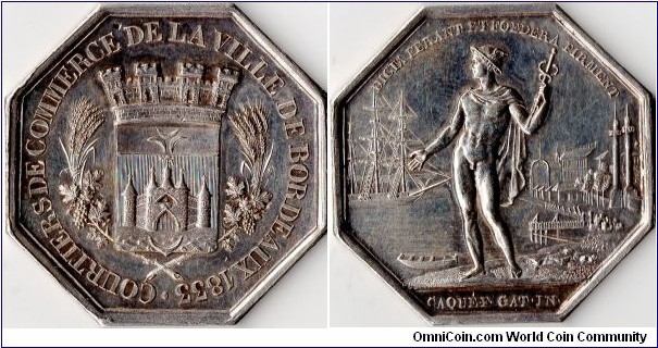 silver jeton struck for the `Courtiers de Commerce de Bordeaux'