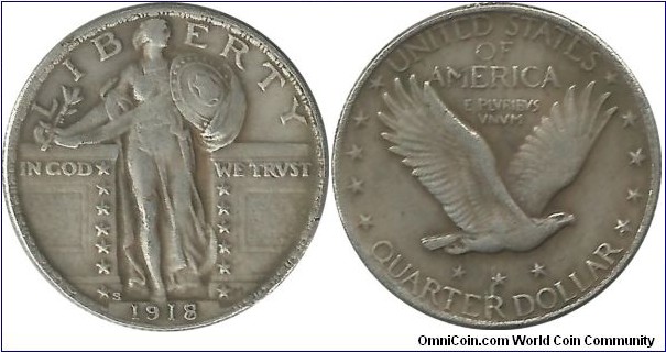 USA Quarter Dollar 1917/8S REPLICA