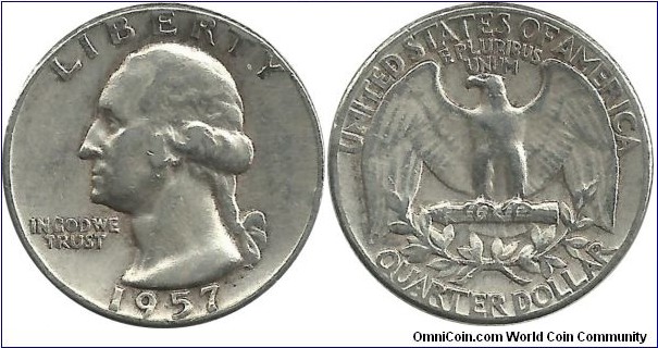 USA Quarter Dollar 1957 (.900 silver, 6.25 g, 24.3 mm) Silver mint: 1932-1964