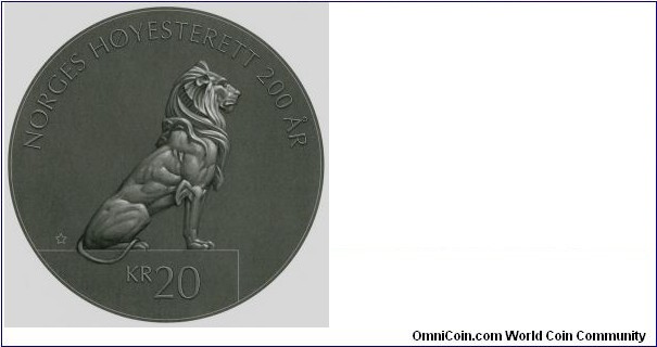 Commemorative Coin for the Norwegian Supreme Court 1815-2015.