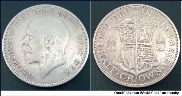 George V 1933 Half Crown. gF.