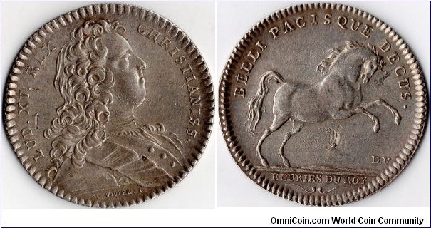 silver jeton struck under Louis XV for the Kings Stables (Ecuries du Roi)
