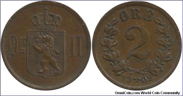 Norway-Sweden 2 Øre 1902