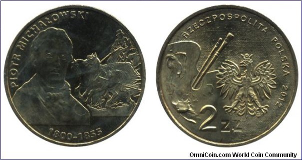 Poland, 2 zlote, 2012, Cu-Al-Zn-Sn, 27mm, 8.15g, Piotr Mihalowski, 1800-1855, painter.