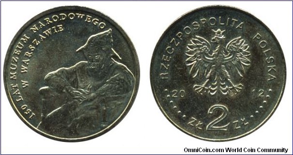 Poland, 2 zlote, 2012, Cu-Al-Zn-Sn, 27mm, 8.15g, 150th Anniversary of the National Museum in Warsaw.