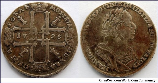 Silver rouble PeterTheGreat 1725