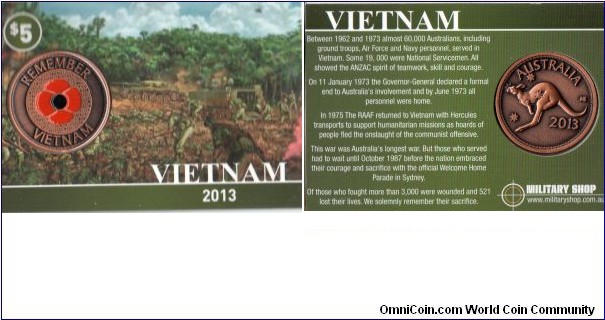 Remembrance Token Vietnam 1962-73