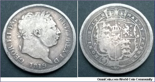 George III 1819 Shilling. VG - aF.