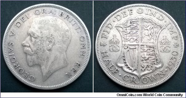 George V 1930 Half Crown. Scarce Date. gF - aVF.