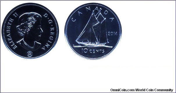 Canada, 10 cents, 2014, Scooter, Queen Elizabeth II.