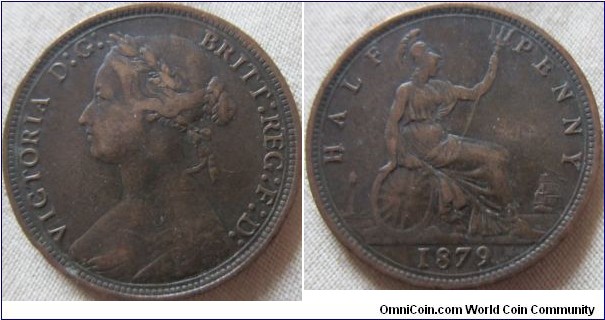 fine grade 1879 halfpenny