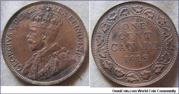 1918 cent, VF grade