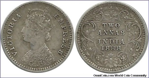 India-British 2 Annas 1888(C)