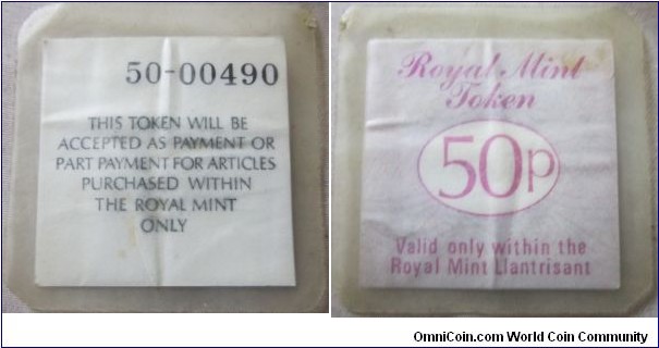 folded royal mint token 50p