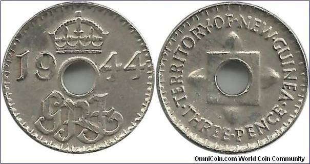 Territory of NewGuinea 3 Pence 1944