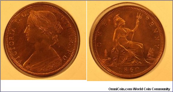 1860 penny.Die's 3/D. Broken 0 in date, missing top serif of Y.