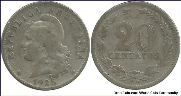 Argentina 20 Centavos 1925