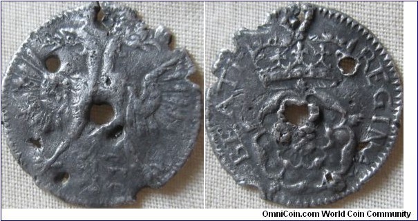 undated pewter trade token from Elizabeth I
