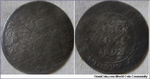 very worn 1692 1/24 thaler, German States-Saxony, Johann Georg IV