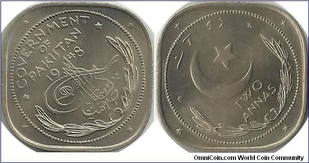 Pakistan(Government of) 2 Annas 1948