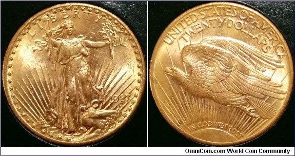 79Au St. Gaudens Standing Liberty $20 Double Eagle. The earliest coins, the Lydian trite about 700 BC, was a natural gold/silver alloy called electrum. (JM6)