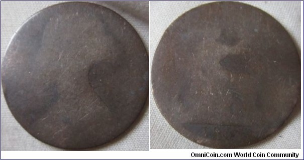 very worn 1861 penny