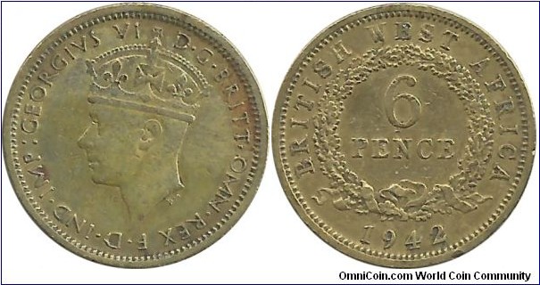 BWestAfrica 6 Pence 1942