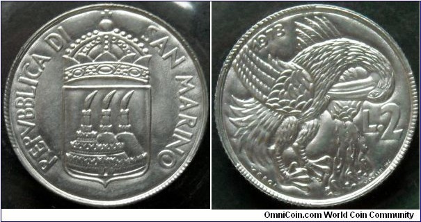 San Marino 2 lire.
1973