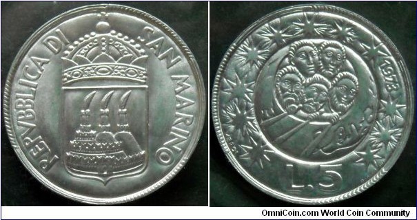 San Marino 5 lire.
1973
