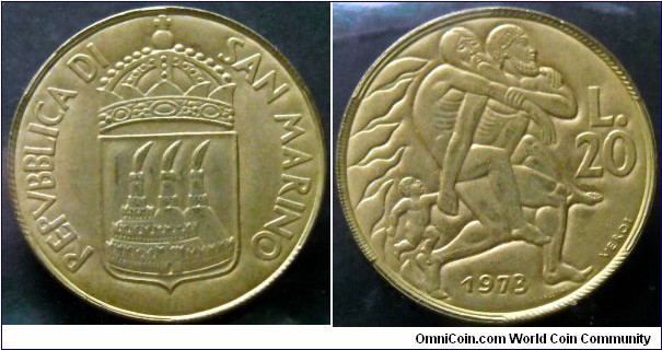 San Marino 20 lire.
1973