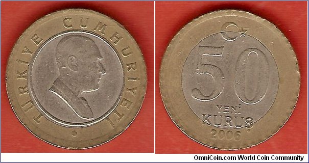 bimetallic 50 new kurus - effigy of Kemal Ataturk