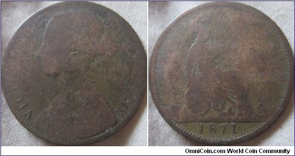 1871 penny, narrower date