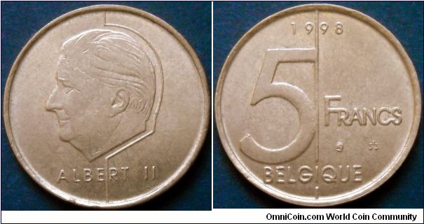 Belgium 5 francs.
1998, Belgique