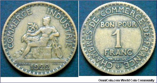 France 1 franc.
1922