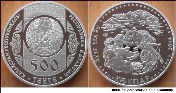 500 Tenge - Kokpar - 31.1 g 0.925 silver Proof - mintage 3,000
