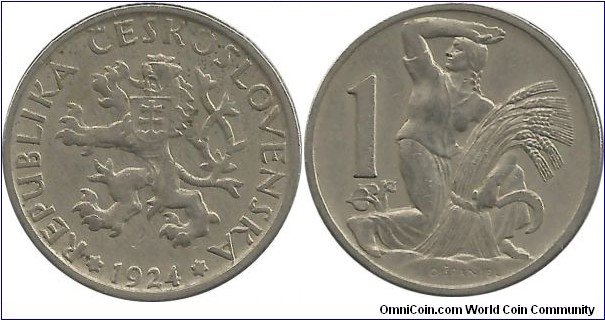 Czechoslovakia 1 Koruna 1924