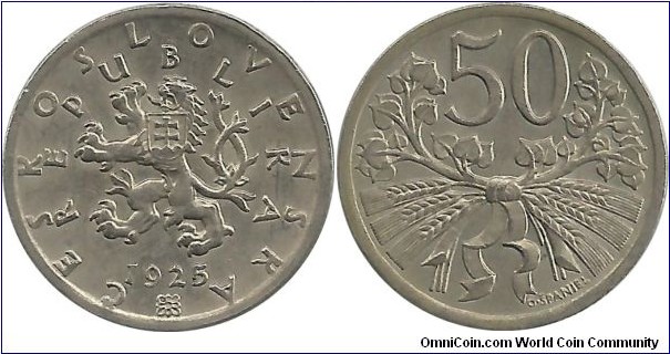 Czechoslovakia 50 Haleru 1925