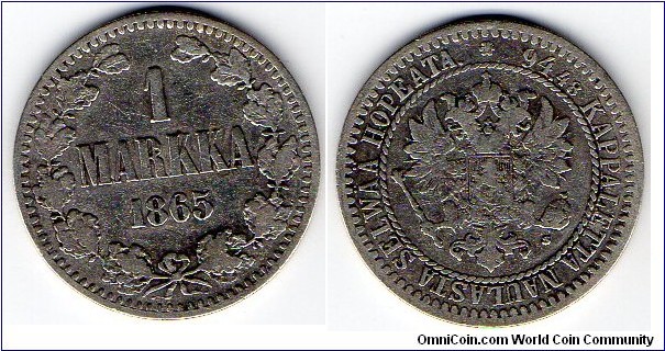 Grand Duchy of Finland 1 Markka Alexander II